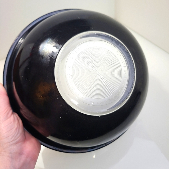 2 Vintage Pyrex 325 2.5L Mixing Bowls Clear Bottom Black & White - Picture 5 of 6